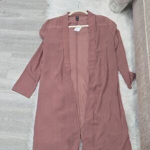 Dusty Rose Long Open Cardigan